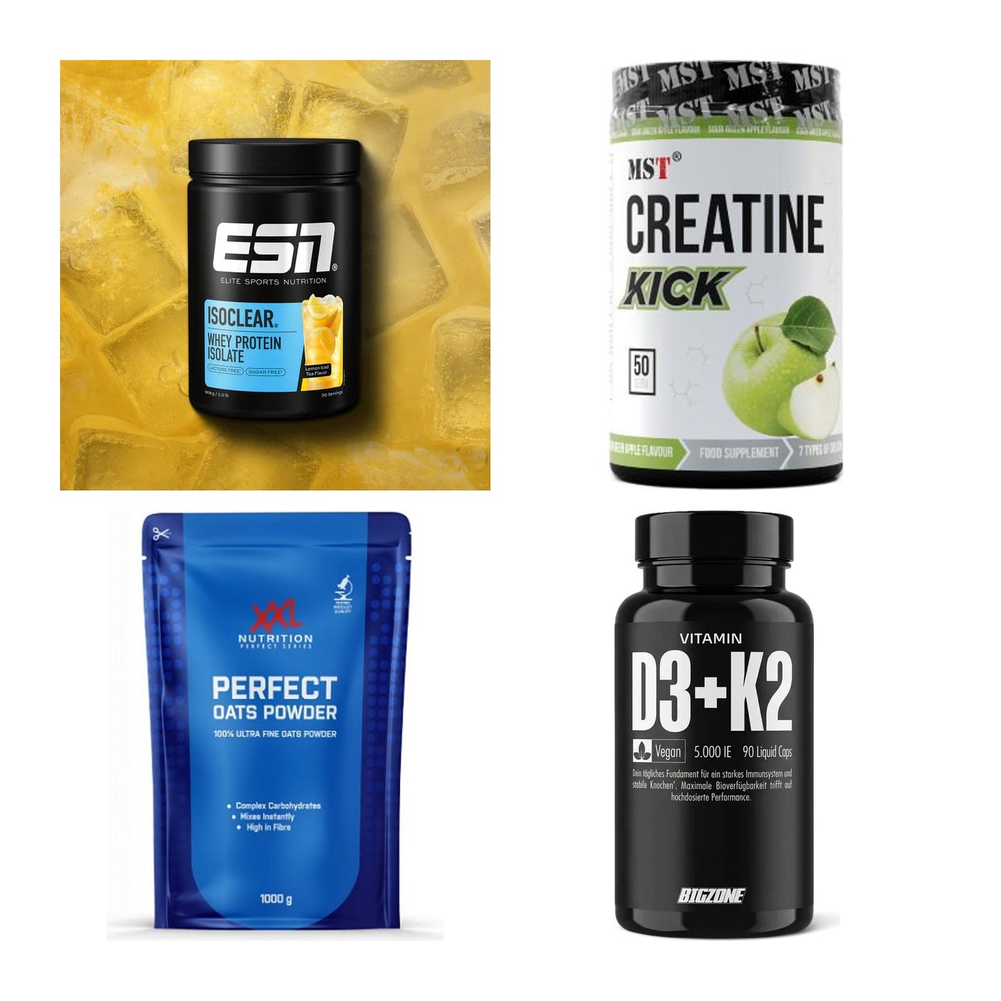 Wettkampfvorbereitung: ESN ISOCLEAR + MST Creatine + 2 weitere – alle enthaltenen Artikel
