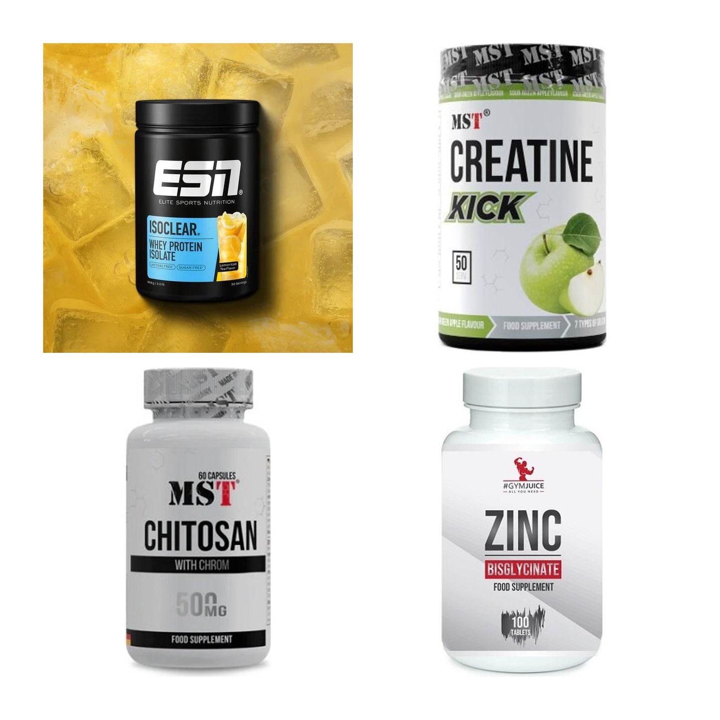Wettkampfvorbereitung: ESN ISOCLEAR + MST Creatine + 2 weitere – alle enthaltenen Artikel