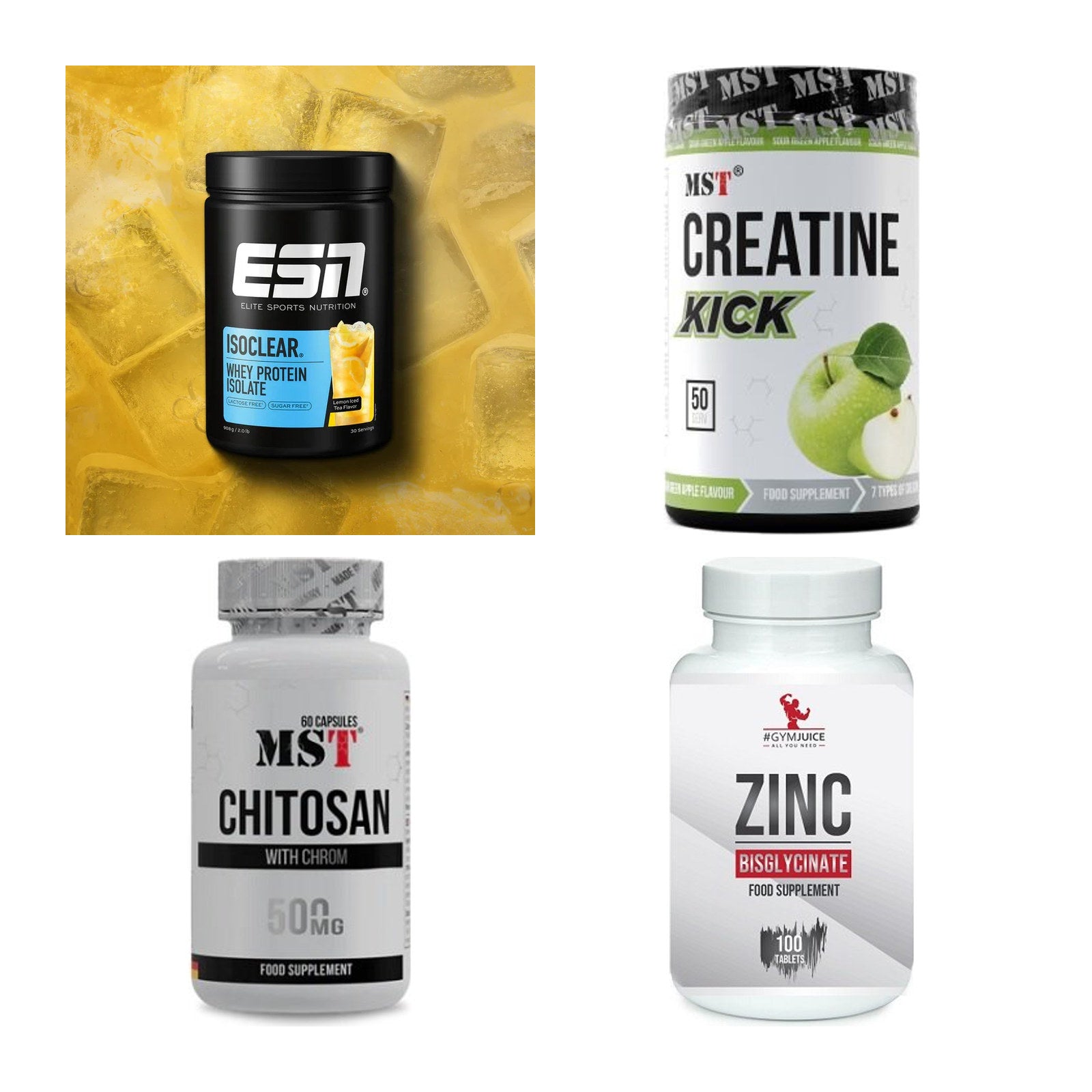 Wettkampfvorbereitung: ESN ISOCLEAR + MST Creatine + 2 weitere – alle enthaltenen Artikel