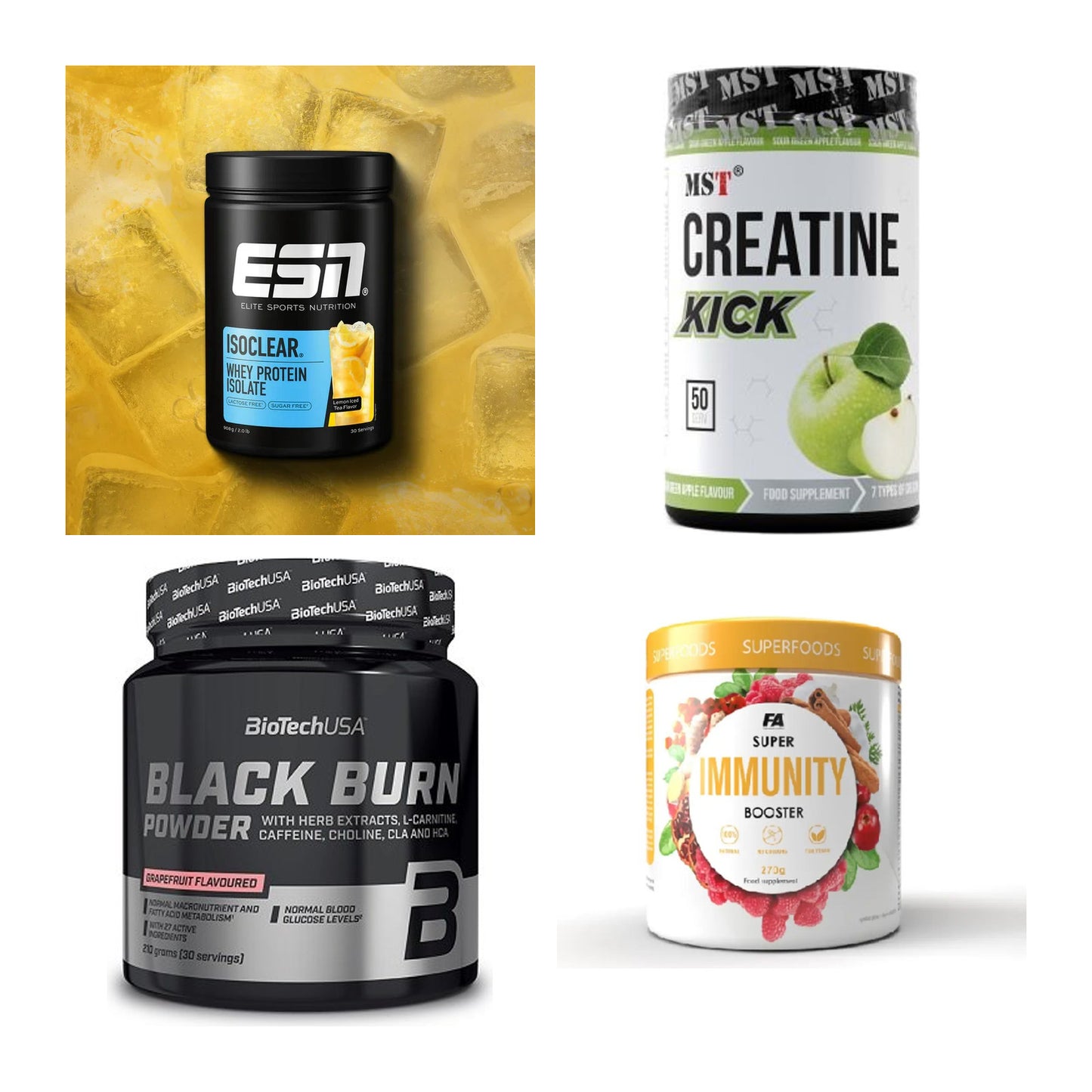 Wettkampfvorbereitung: ESN ISOCLEAR + MST Creatine + 2 weitere – alle enthaltenen Artikel