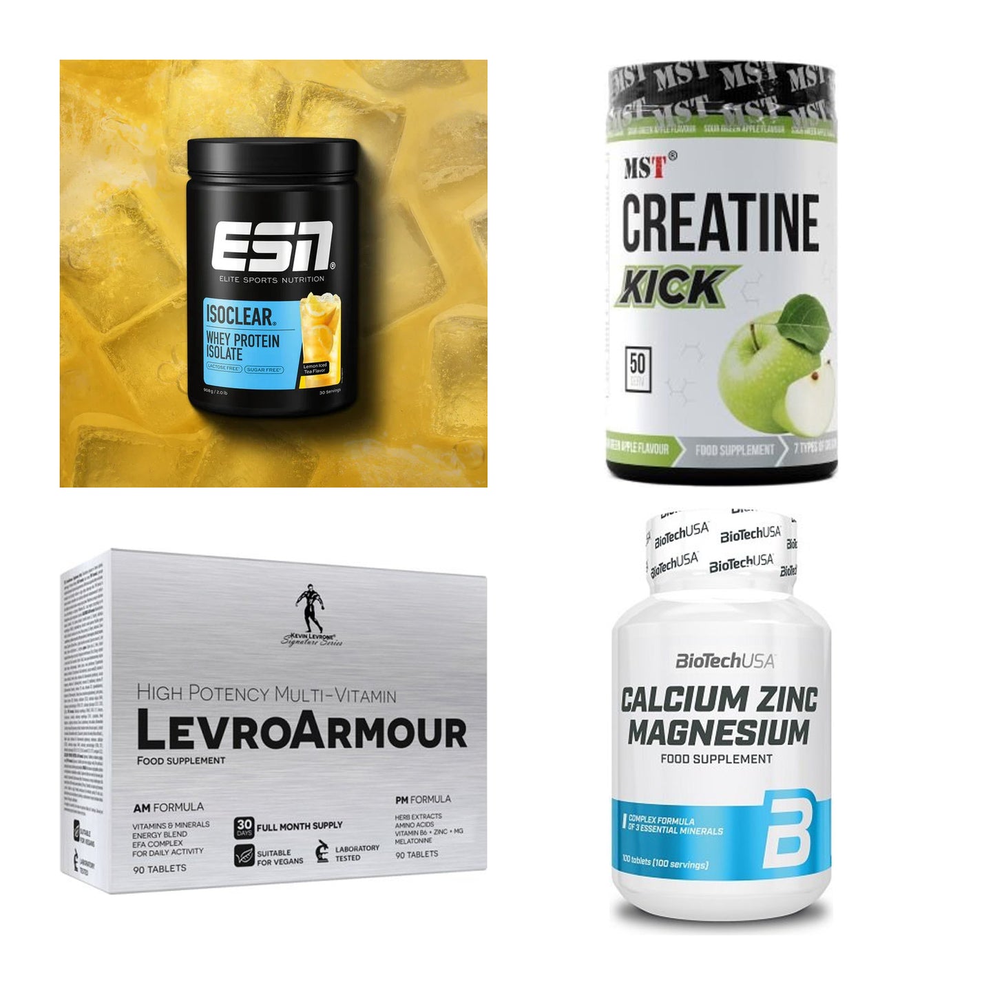 Wettkampfvorbereitung: ESN ISOCLEAR + MST Creatine + 2 weitere – alle enthaltenen Artikel