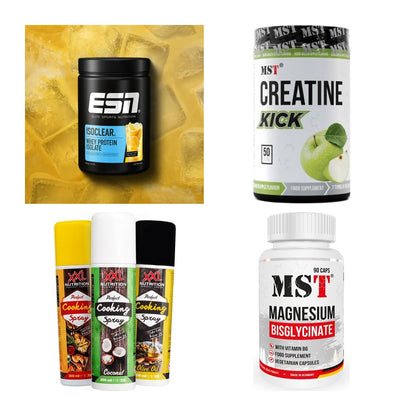 Wettkampfvorbereitung: ESN ISOCLEAR + MST Creatine + 2 weitere – alle enthaltenen Artikel