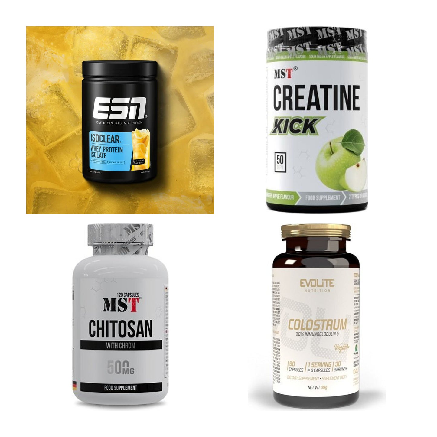 Wettkampfvorbereitung: ESN ISOCLEAR + MST Creatine + 2 weitere – alle enthaltenen Artikel