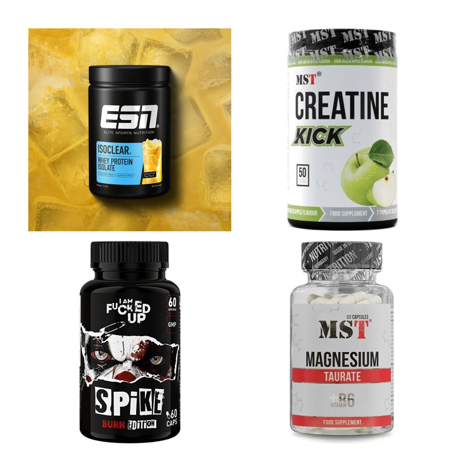 Wettkampfvorbereitung: ESN ISOCLEAR + MST Creatine + 2 weitere – alle enthaltenen Artikel