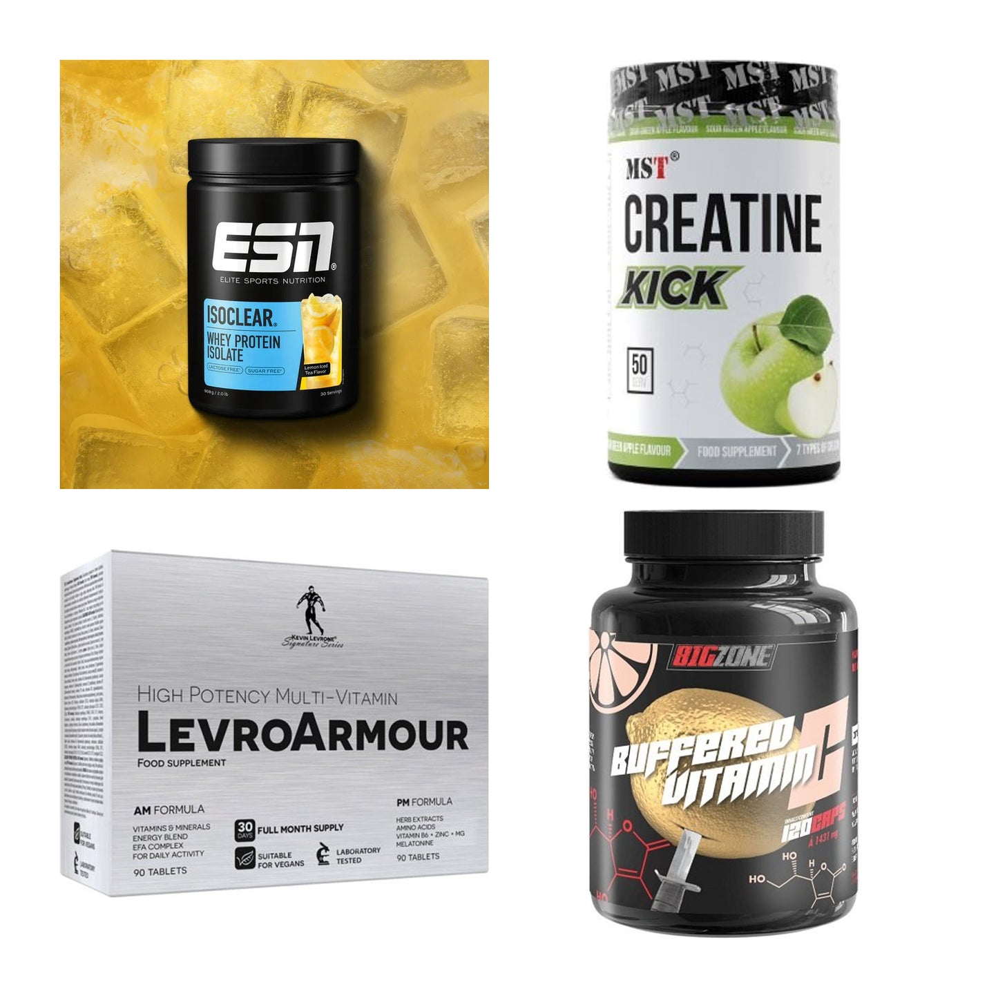 Wettkampfvorbereitung: ESN ISOCLEAR + MST Creatine + 2 weitere – alle enthaltenen Artikel