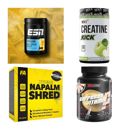 Wettkampfvorbereitung: ESN ISOCLEAR + MST Creatine + 2 weitere – alle enthaltenen Artikel