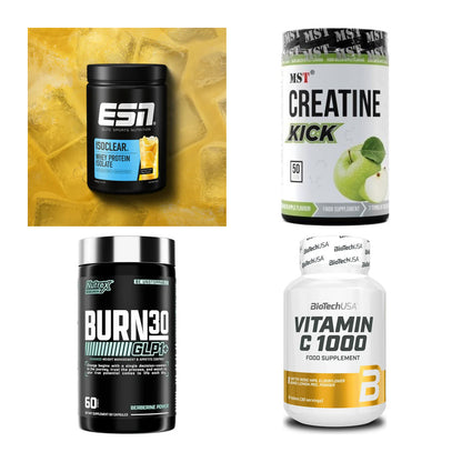 Wettkampfvorbereitung: ESN ISOCLEAR + MST Creatine + 2 weitere – alle enthaltenen Artikel