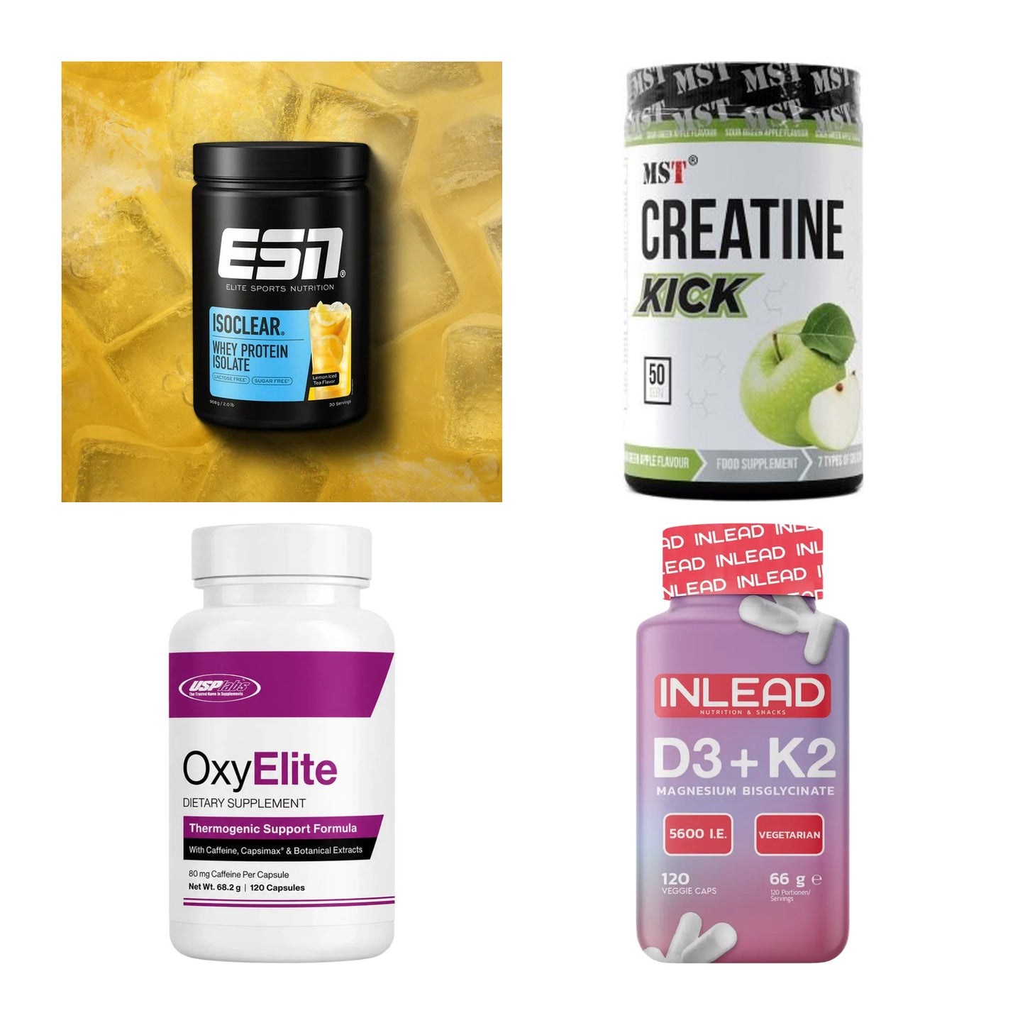 Wettkampfvorbereitung: ESN ISOCLEAR + MST Creatine + 2 weitere – alle enthaltenen Artikel