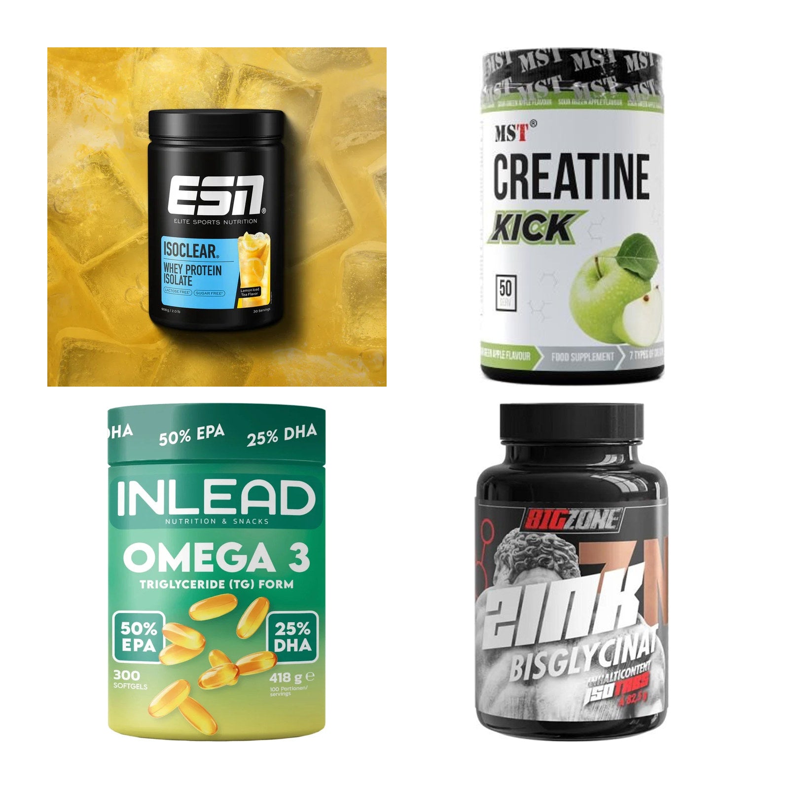 Wettkampfvorbereitung: ESN ISOCLEAR + MST Creatine + 2 weitere – alle enthaltenen Artikel