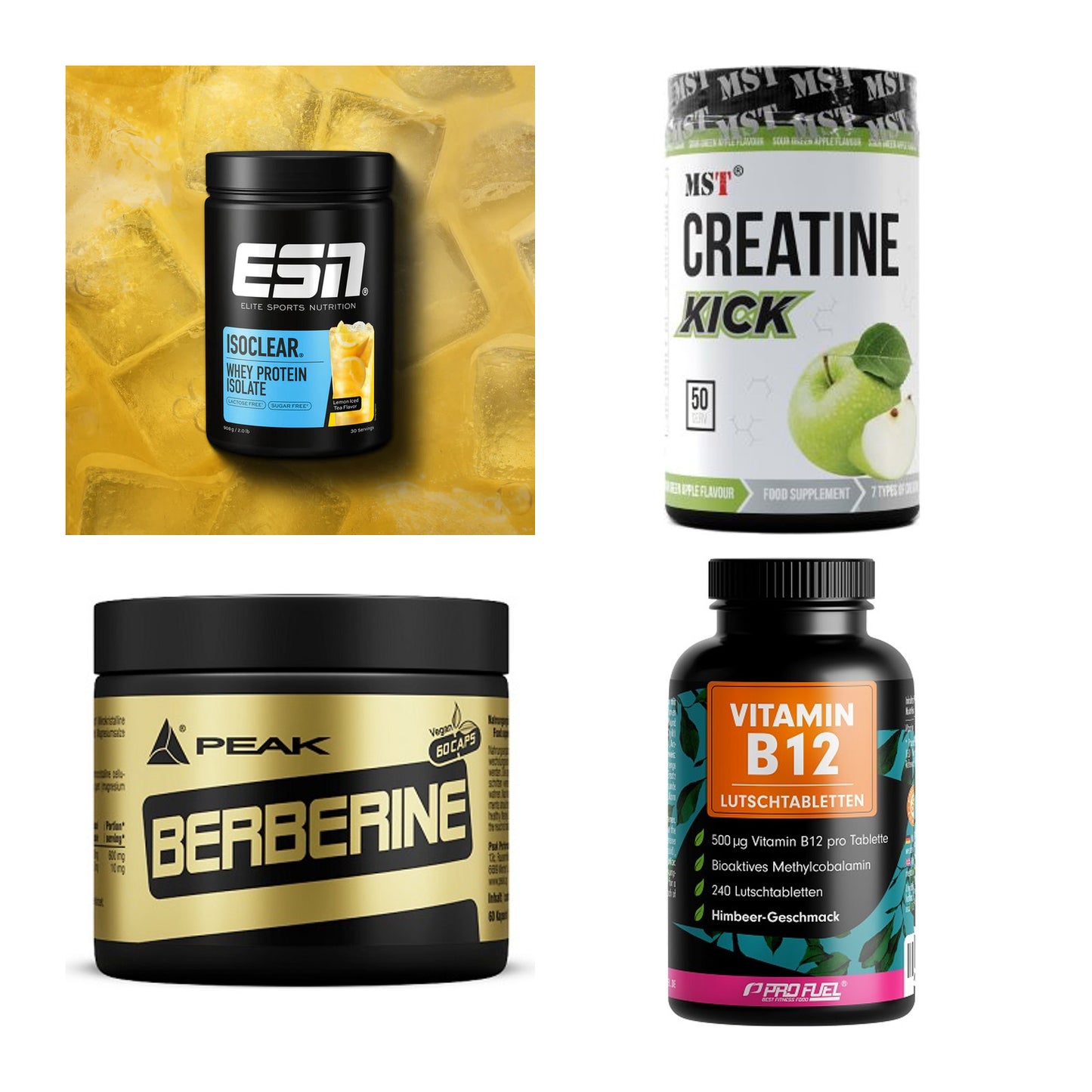 Wettkampfvorbereitung: ESN ISOCLEAR + MST Creatine + 2 weitere – alle enthaltenen Artikel