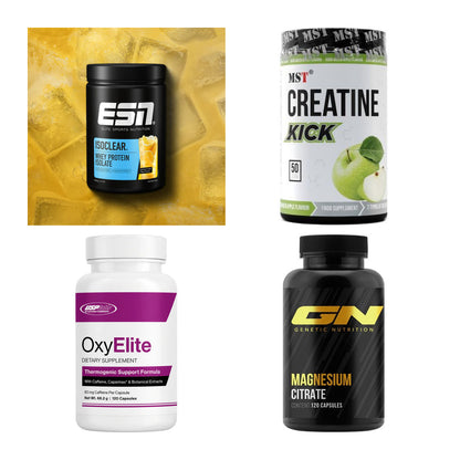 Wettkampfvorbereitung: ESN ISOCLEAR + MST Creatine + 2 weitere – alle enthaltenen Artikel