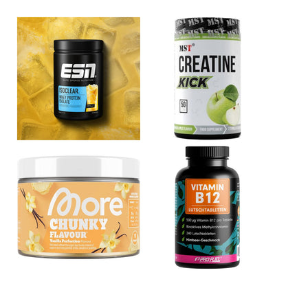 Wettkampfvorbereitung: ESN ISOCLEAR + MST Creatine + 2 weitere – alle enthaltenen Artikel