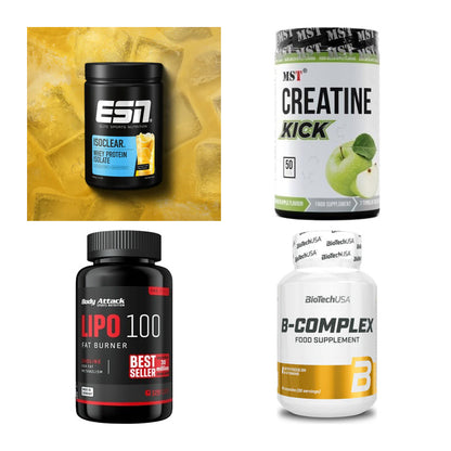 Wettkampfvorbereitung: ESN ISOCLEAR + MST Creatine + 2 weitere – alle enthaltenen Artikel