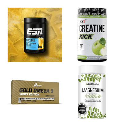 Wettkampfvorbereitung: ESN ISOCLEAR + MST Creatine + 2 weitere – alle enthaltenen Artikel