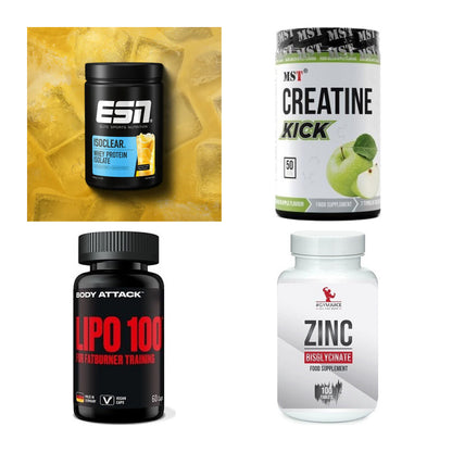 Wettkampfvorbereitung: ESN ISOCLEAR + MST Creatine + 2 weitere – alle enthaltenen Artikel