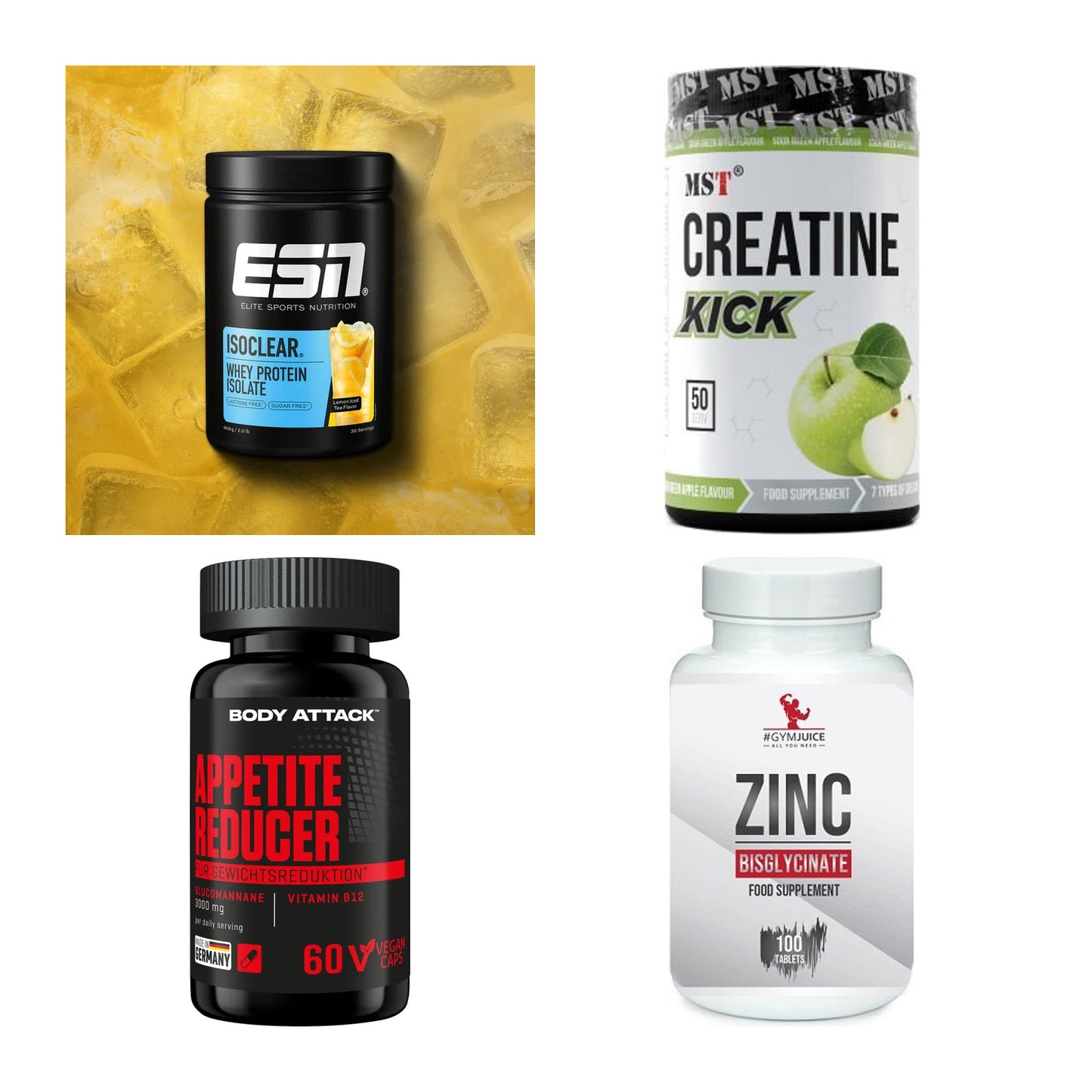 Wettkampfvorbereitung: ESN ISOCLEAR + MST Creatine + 2 weitere – alle enthaltenen Artikel