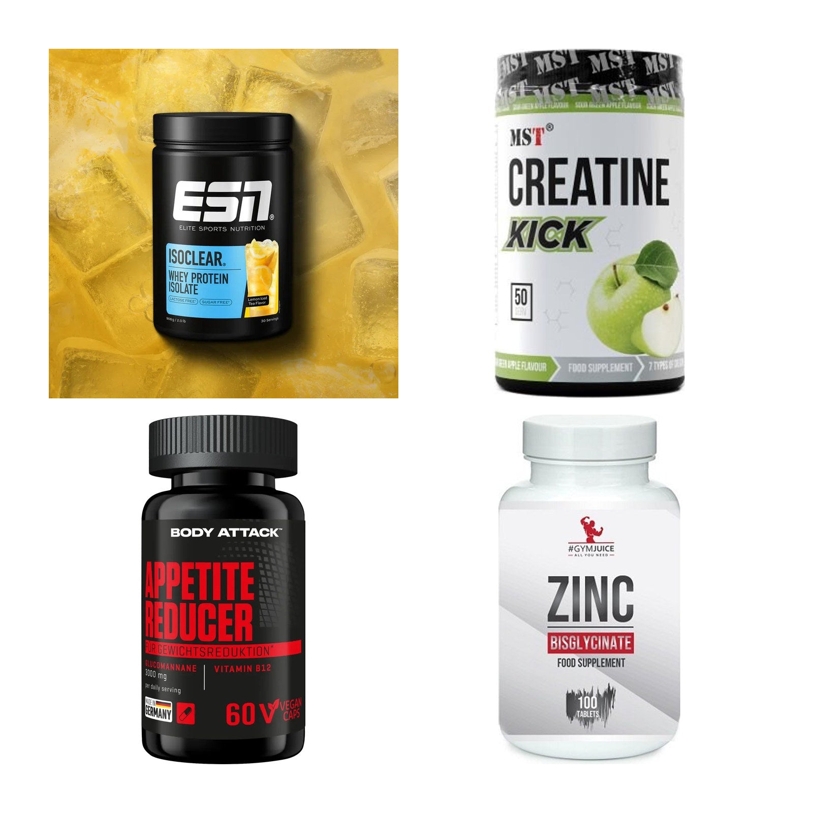 Wettkampfvorbereitung: ESN ISOCLEAR + MST Creatine + 2 weitere – alle enthaltenen Artikel