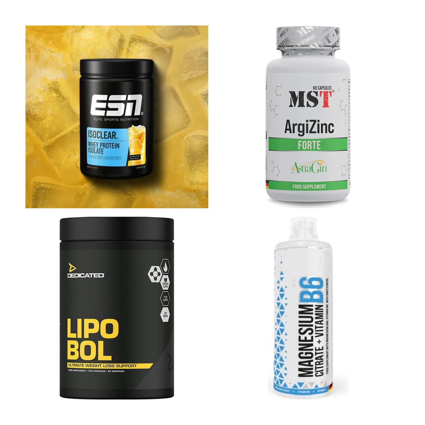 Wettkampfvorbereitung: ESN ISOCLEAR + MST ArgiZinc + 2 weitere – alle enthaltenen Artikel