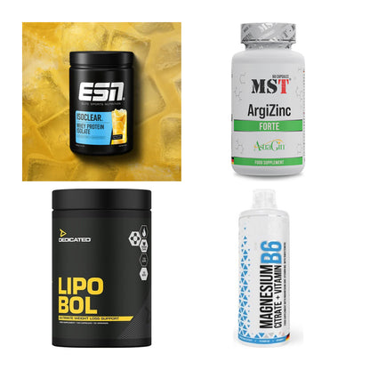 Wettkampfvorbereitung: ESN ISOCLEAR + MST ArgiZinc + 2 weitere – alle enthaltenen Artikel