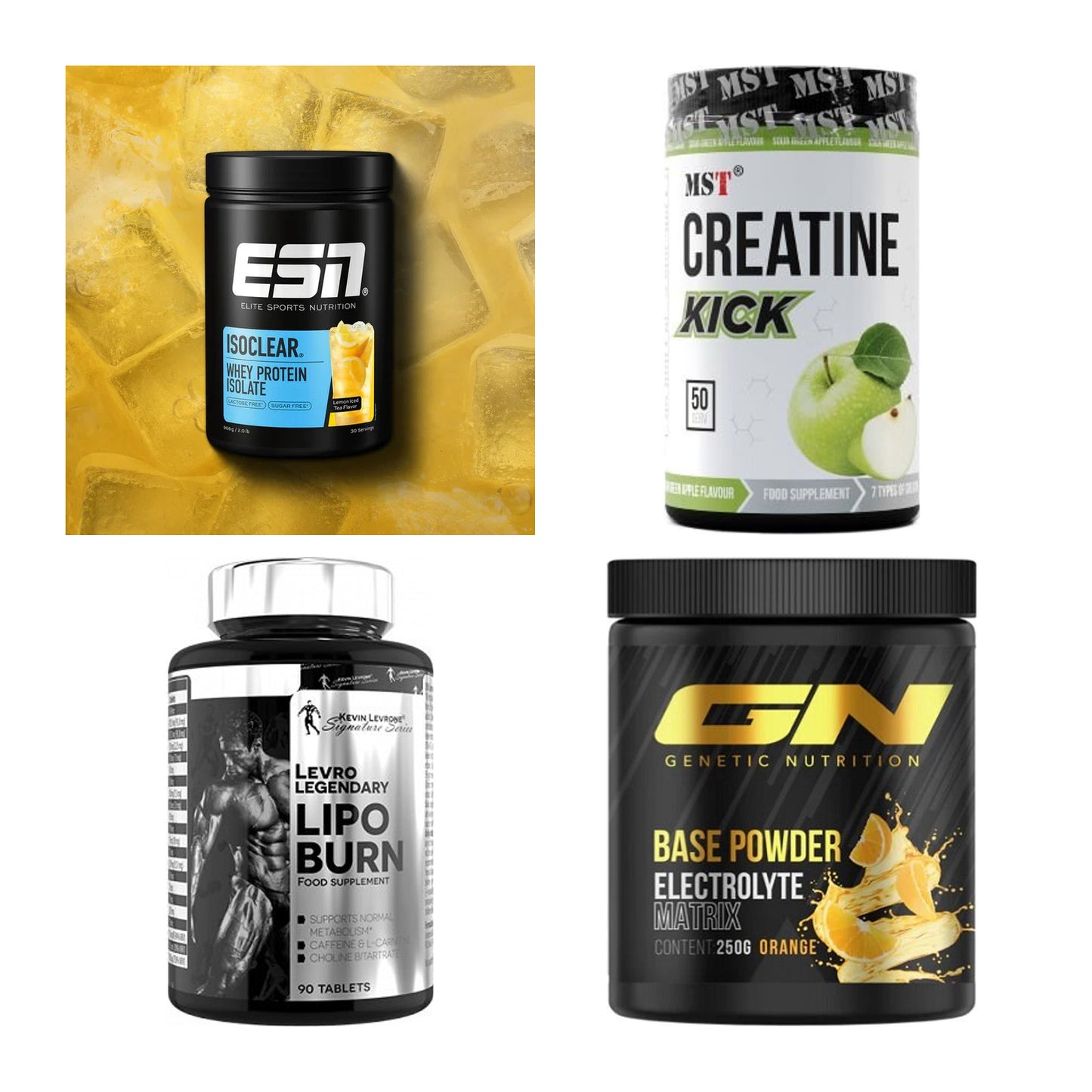 Wettkampfvorbereitung: ESN ISOCLEAR + MST Creatine + 2 weitere – alle enthaltenen Artikel