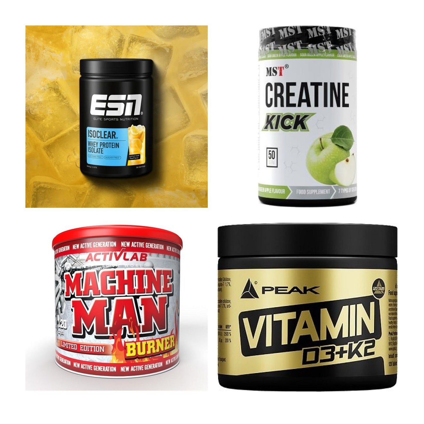 Wettkampfvorbereitung: ESN ISOCLEAR + MST Creatine + 2 weitere – alle enthaltenen Artikel