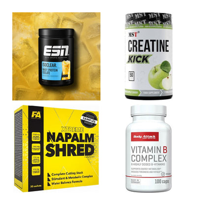 Wettkampfvorbereitung: ESN ISOCLEAR + MST Creatine + 2 weitere – alle enthaltenen Artikel