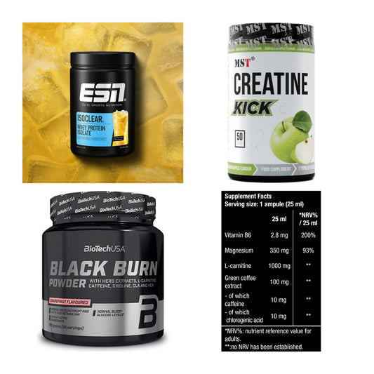 Wettkampfvorbereitung: ESN ISOCLEAR + MST Creatine + 2 weitere – alle enthaltenen Artikel