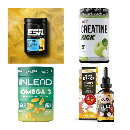 Wettkampfvorbereitung: ESN ISOCLEAR + MST Creatine + 2 weitere – alle enthaltenen Artikel