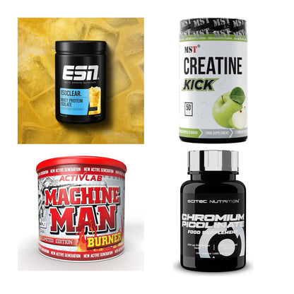 Wettkampfvorbereitung: ESN ISOCLEAR + MST Creatine + 2 weitere – alle enthaltenen Artikel