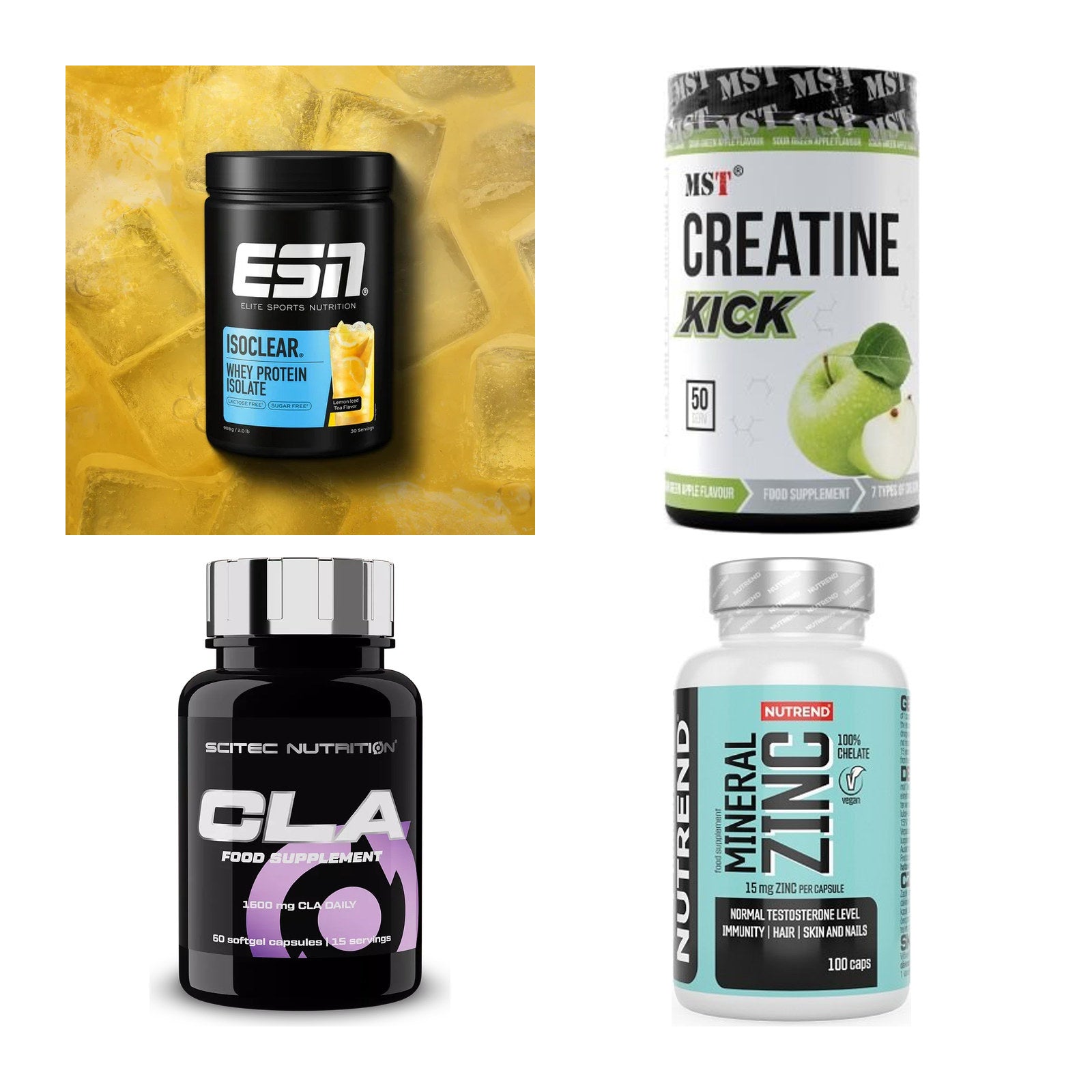Wettkampfvorbereitung: ESN ISOCLEAR + MST Creatine + 2 weitere – alle enthaltenen Artikel
