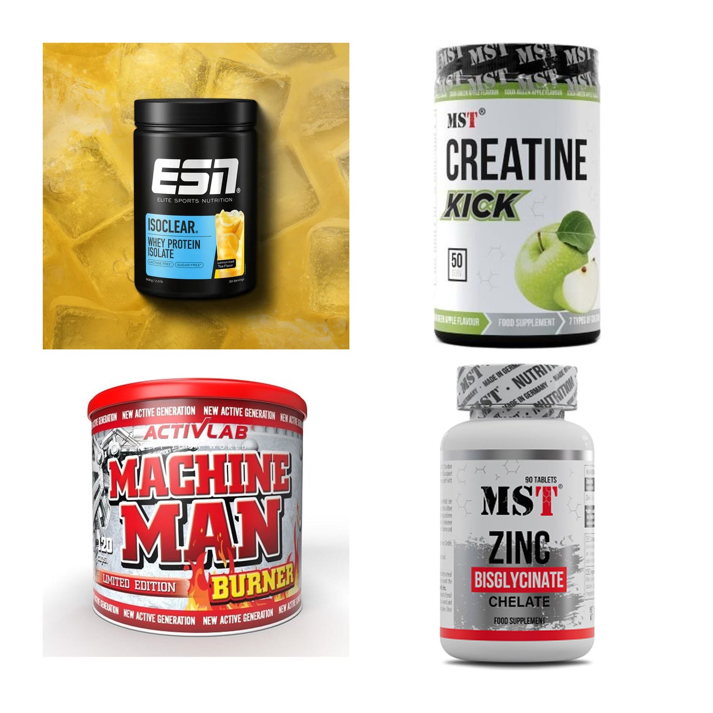 Wettkampfvorbereitung: ESN ISOCLEAR + MST Creatine + 2 weitere – alle enthaltenen Artikel