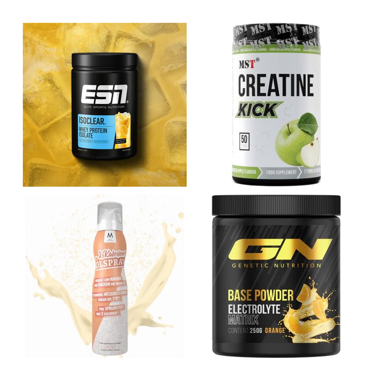 Wettkampfvorbereitung: ESN ISOCLEAR + MST Creatine + 2 weitere – alle enthaltenen Artikel