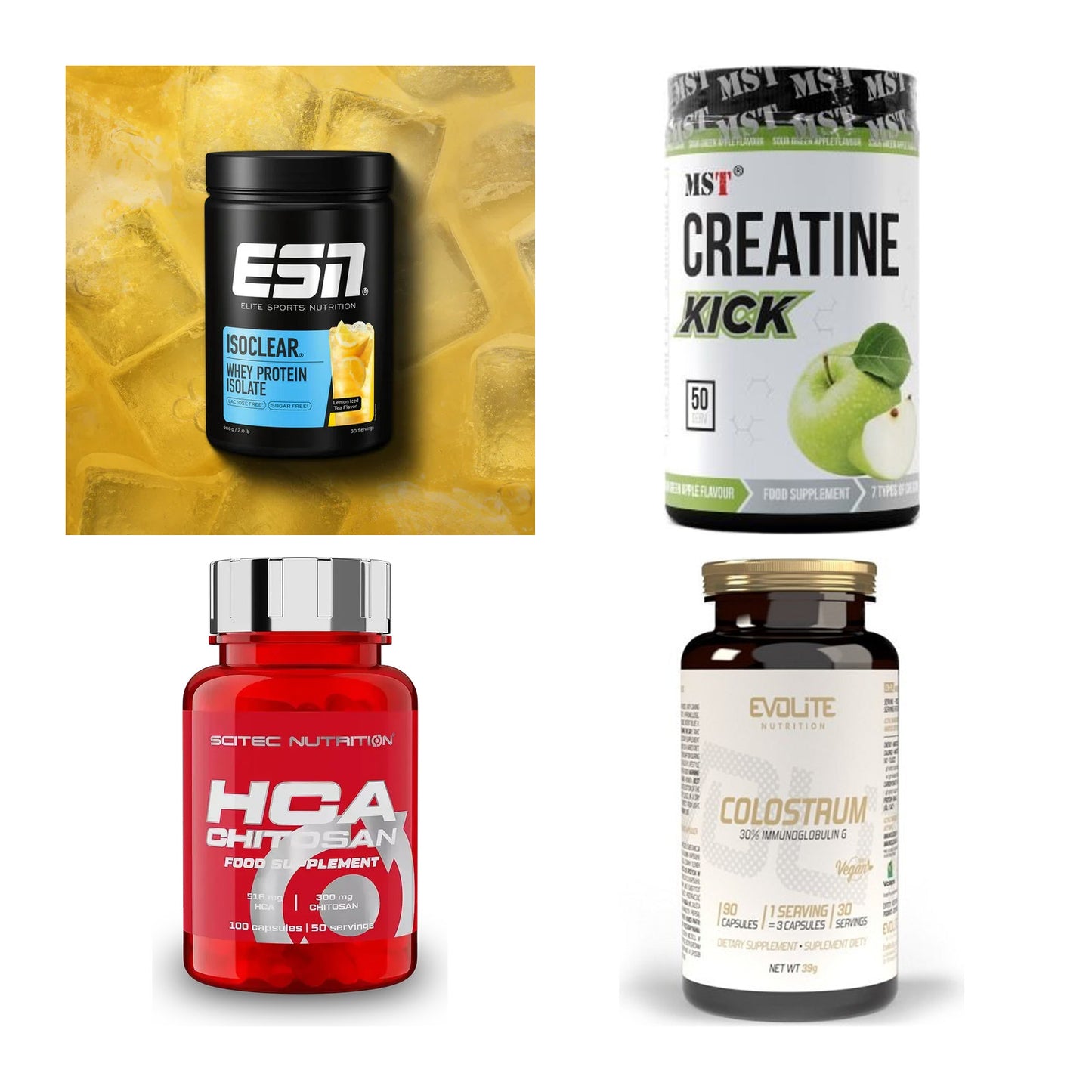 Wettkampfvorbereitung: ESN ISOCLEAR + MST Creatine + 2 weitere – alle enthaltenen Artikel