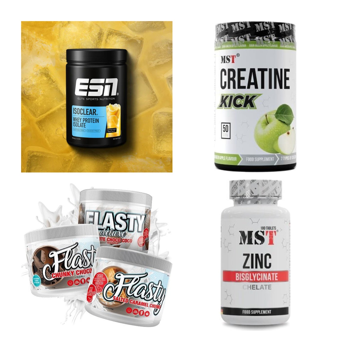Wettkampfvorbereitung: ESN ISOCLEAR + MST Creatine + 2 weitere – alle enthaltenen Artikel