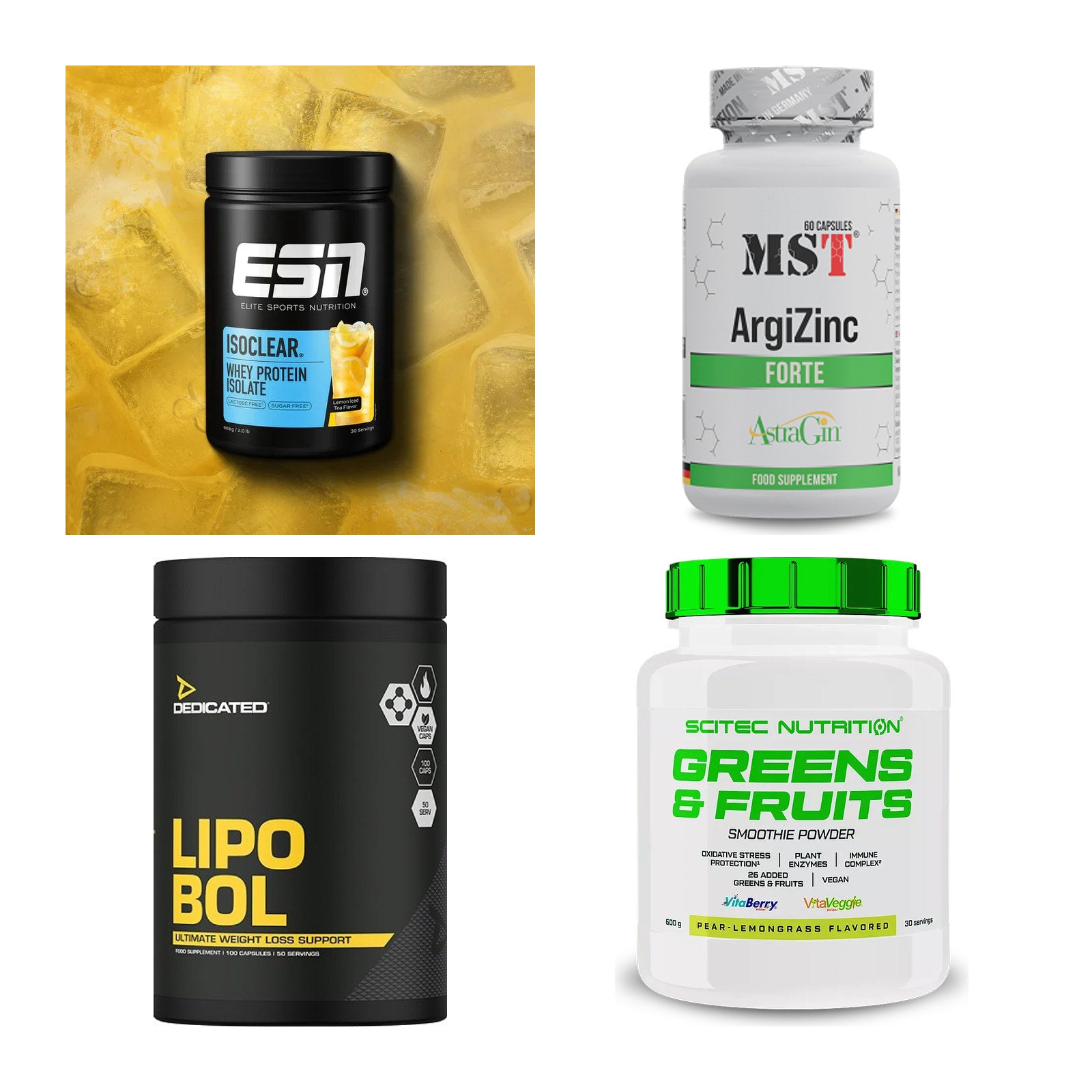 Wettkampfvorbereitung: ESN ISOCLEAR + MST ArgiZinc + 2 weitere – alle enthaltenen Artikel