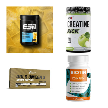 Wettkampfvorbereitung: ESN ISOCLEAR + MST Creatine + 2 weitere – alle enthaltenen Artikel