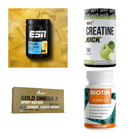 Wettkampfvorbereitung: ESN ISOCLEAR + MST Creatine + 2 weitere – alle enthaltenen Artikel