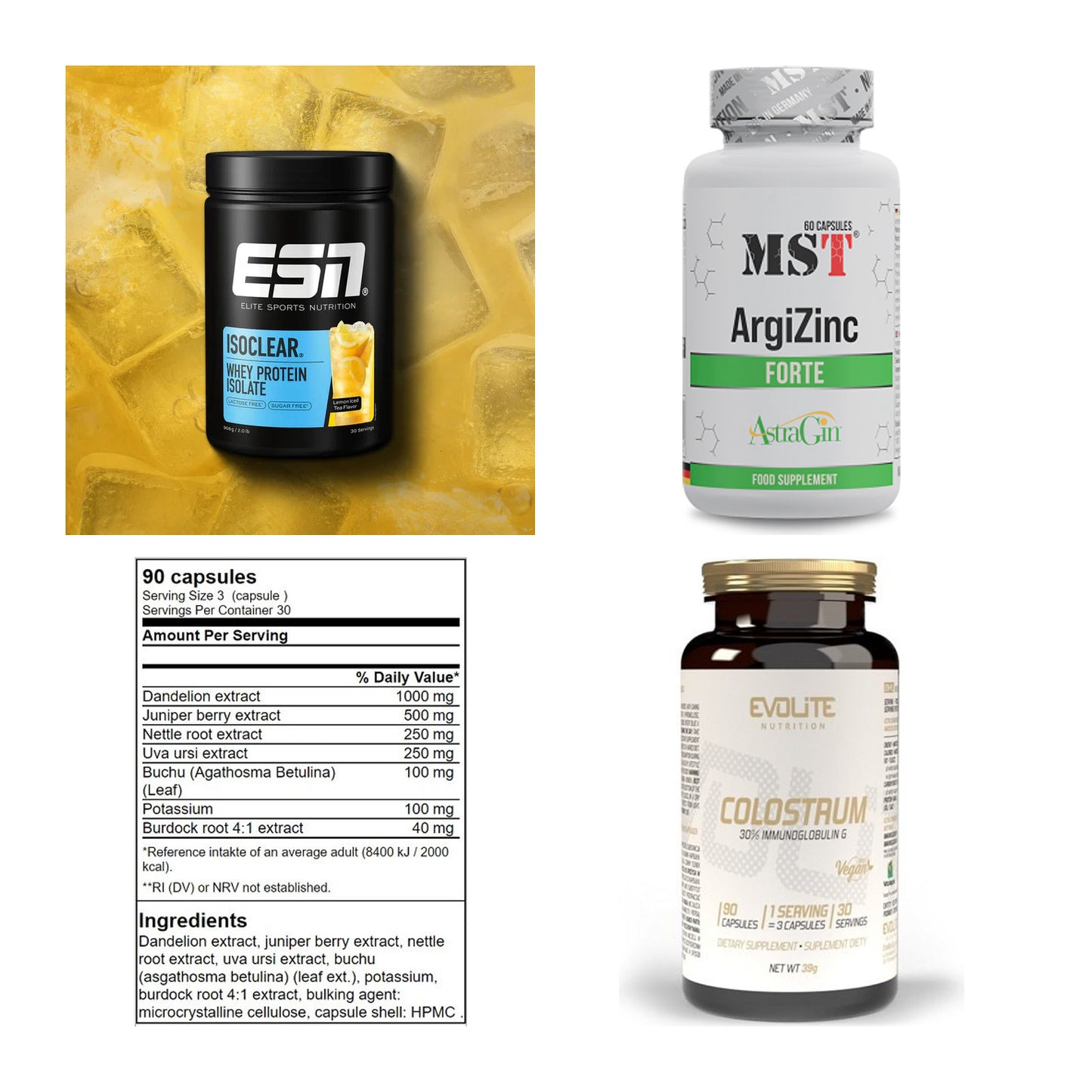 Wettkampfvorbereitung: ESN ISOCLEAR + MST ArgiZinc + 2 weitere – alle enthaltenen Artikel