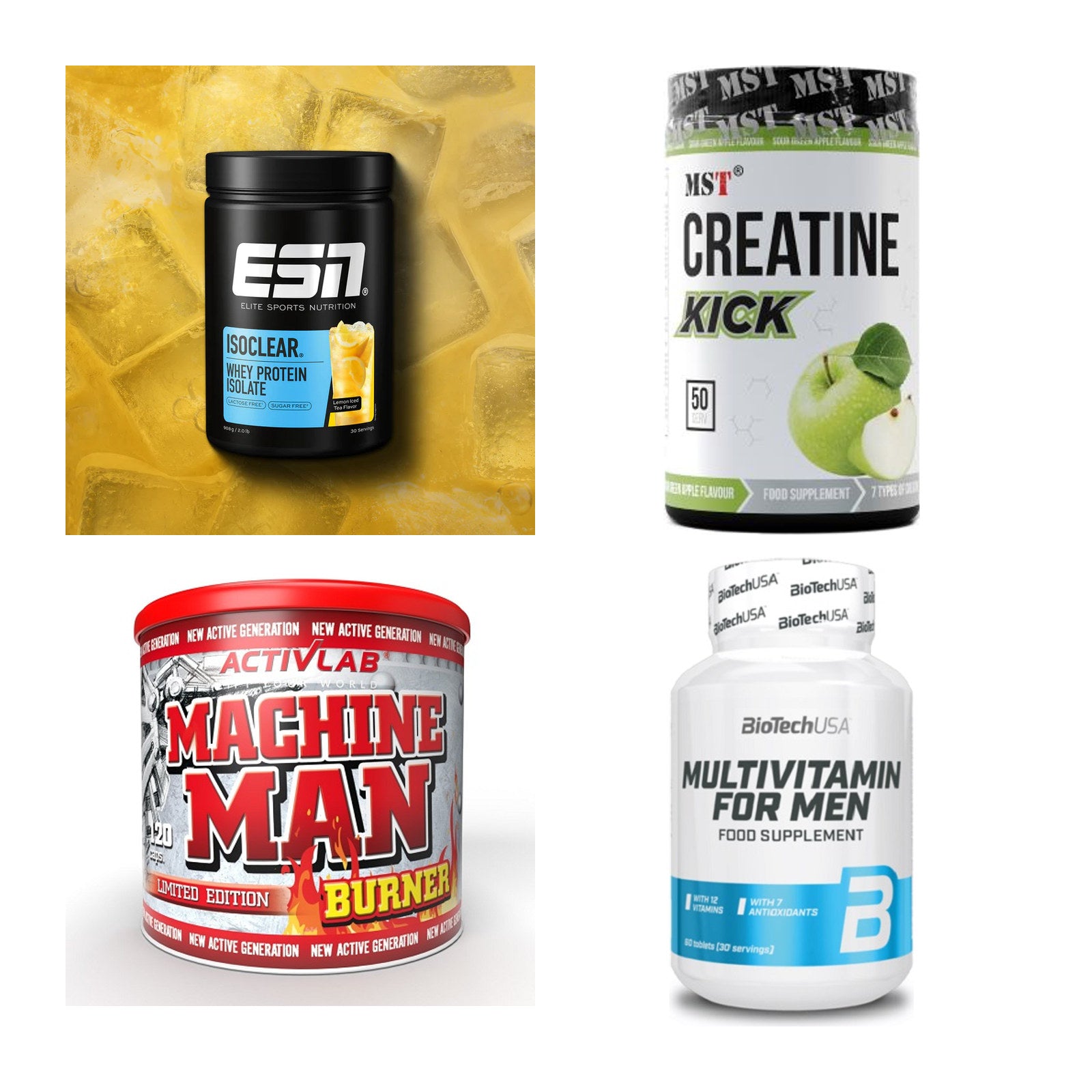 Wettkampfvorbereitung: ESN ISOCLEAR + MST Creatine + 2 weitere – alle enthaltenen Artikel