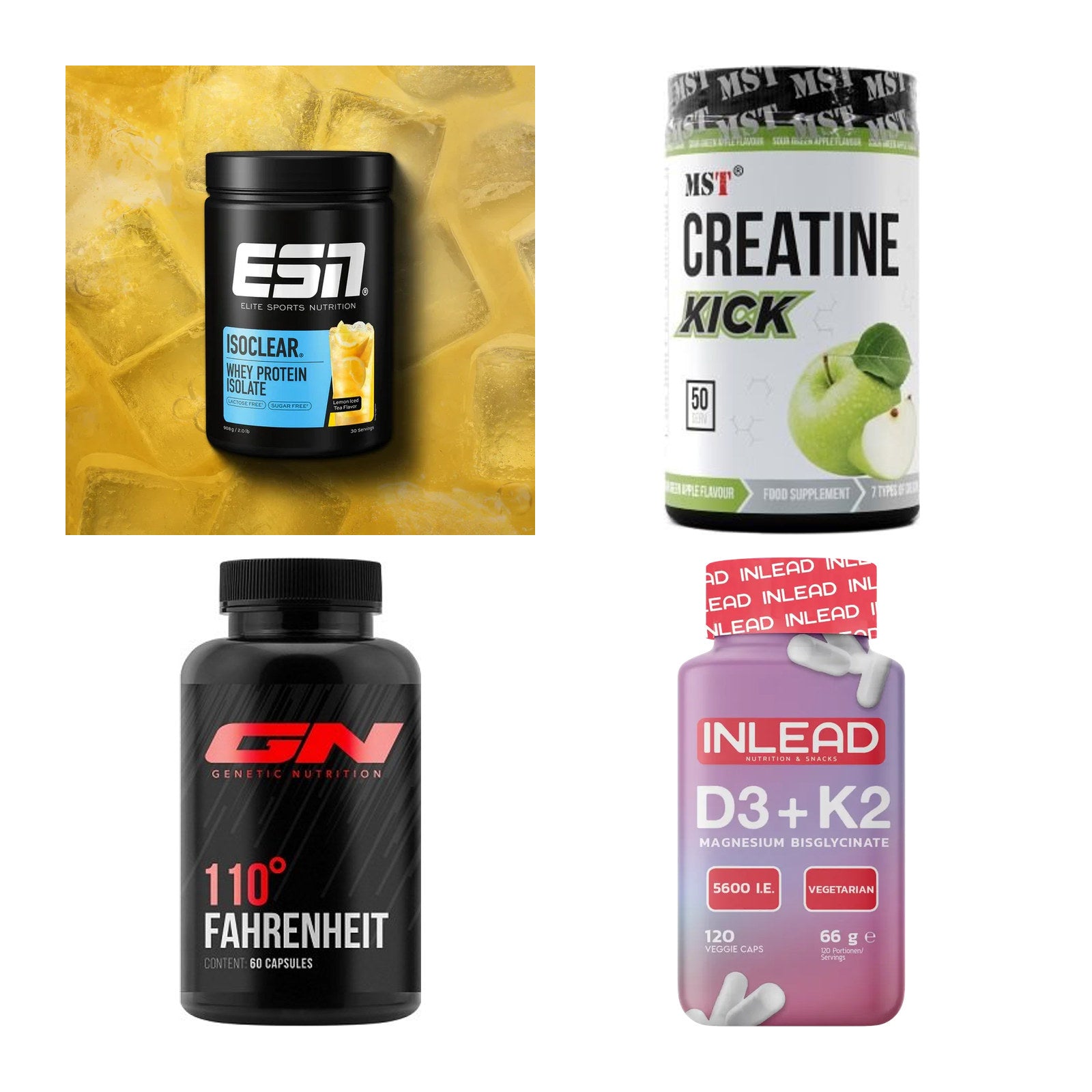 Wettkampfvorbereitung: ESN ISOCLEAR + MST Creatine + 2 weitere – alle enthaltenen Artikel
