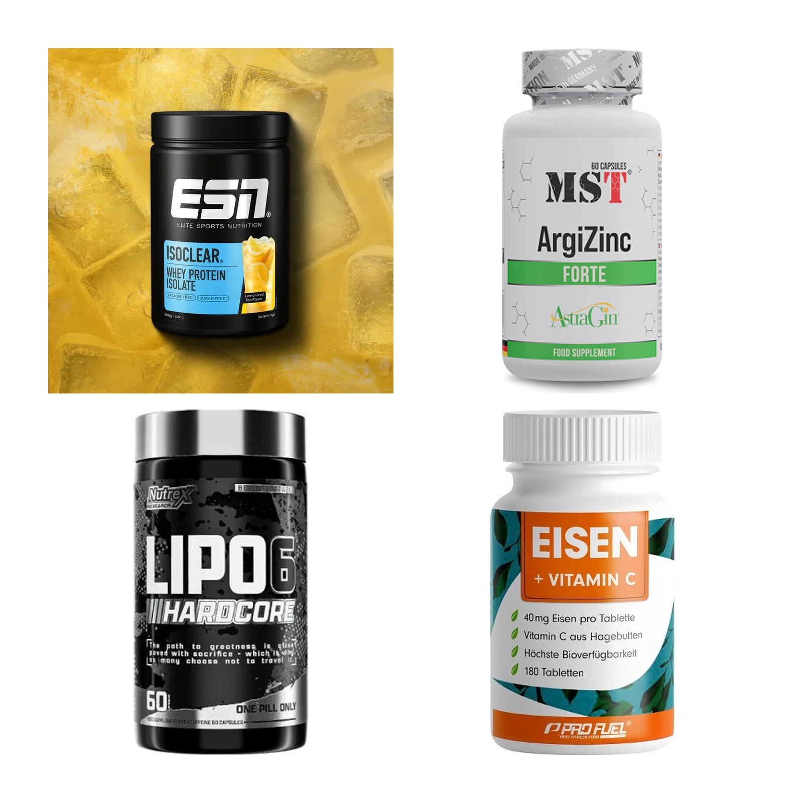 Wettkampfvorbereitung: ESN ISOCLEAR + MST ArgiZinc + 2 weitere – alle enthaltenen Artikel