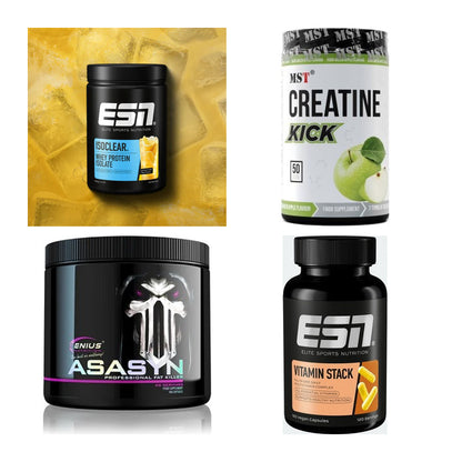 Wettkampfvorbereitung: ESN ISOCLEAR + MST Creatine + 2 weitere – alle enthaltenen Artikel
