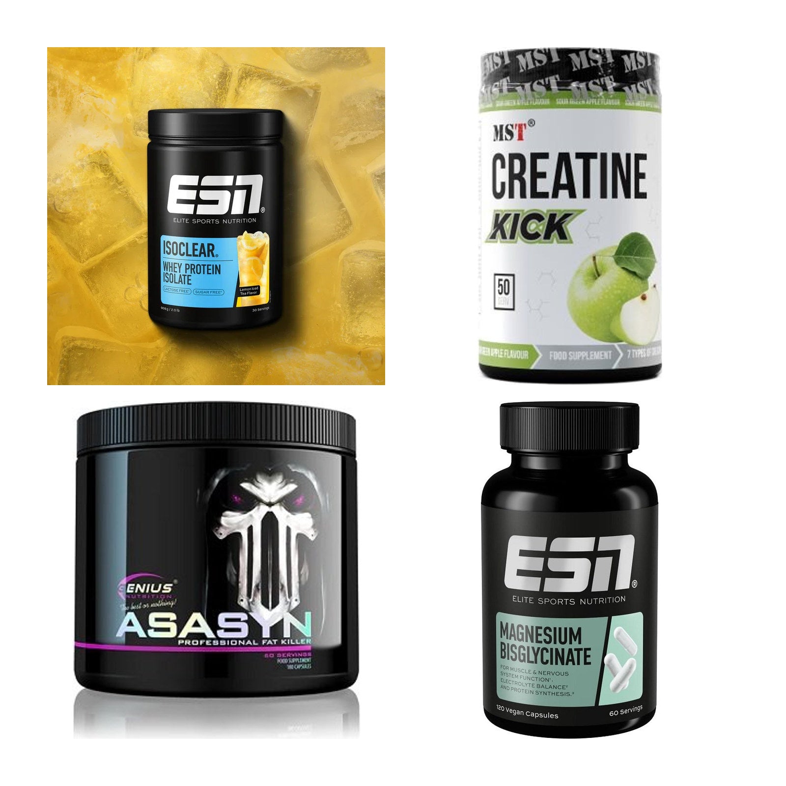 Wettkampfvorbereitung: ESN ISOCLEAR + MST Creatine + 2 weitere – alle enthaltenen Artikel