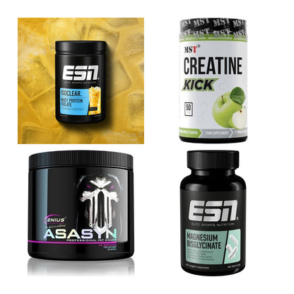 Wettkampfvorbereitung: ESN ISOCLEAR + MST Creatine + 2 weitere – alle enthaltenen Artikel