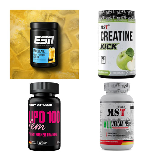 Wettkampfvorbereitung: ESN ISOCLEAR + MST Creatine + 2 weitere – alle enthaltenen Artikel