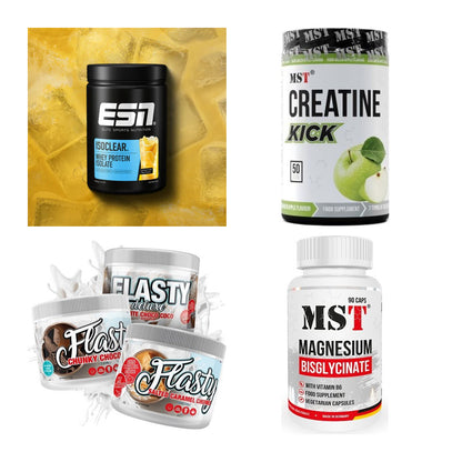 Wettkampfvorbereitung: ESN ISOCLEAR + MST Creatine + 2 weitere – alle enthaltenen Artikel