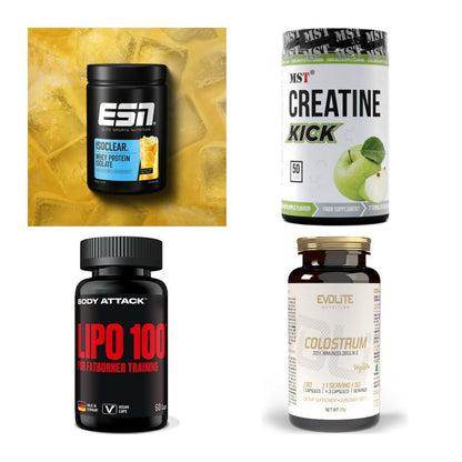 Wettkampfvorbereitung: ESN ISOCLEAR + MST Creatine + 2 weitere – alle enthaltenen Artikel