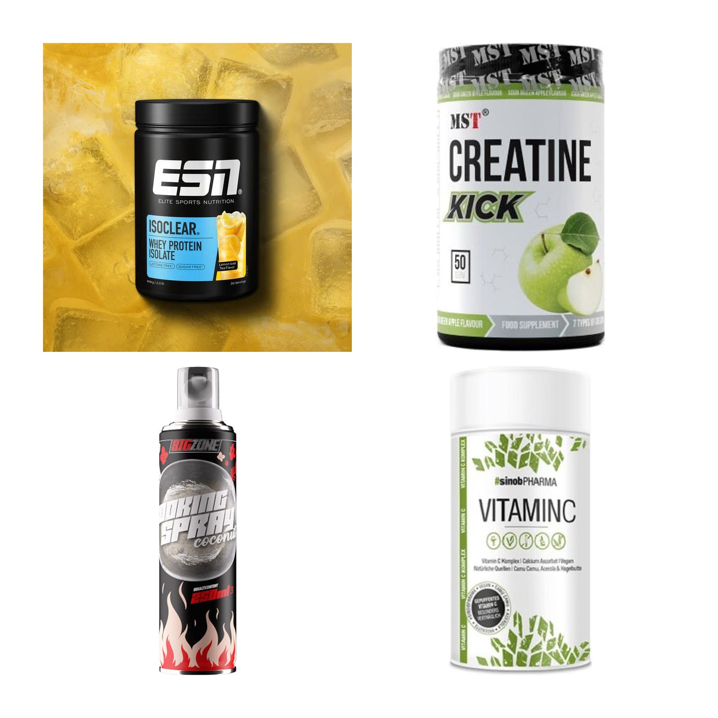 Wettkampfvorbereitung: ESN ISOCLEAR + MST Creatine + 2 weitere – alle enthaltenen Artikel