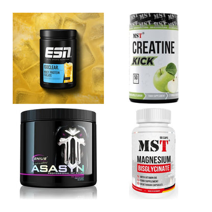 Wettkampfvorbereitung: ESN ISOCLEAR + MST Creatine + 2 weitere – alle enthaltenen Artikel