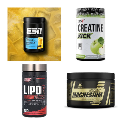 Wettkampfvorbereitung: ESN ISOCLEAR + MST Creatine + 2 weitere – alle enthaltenen Artikel
